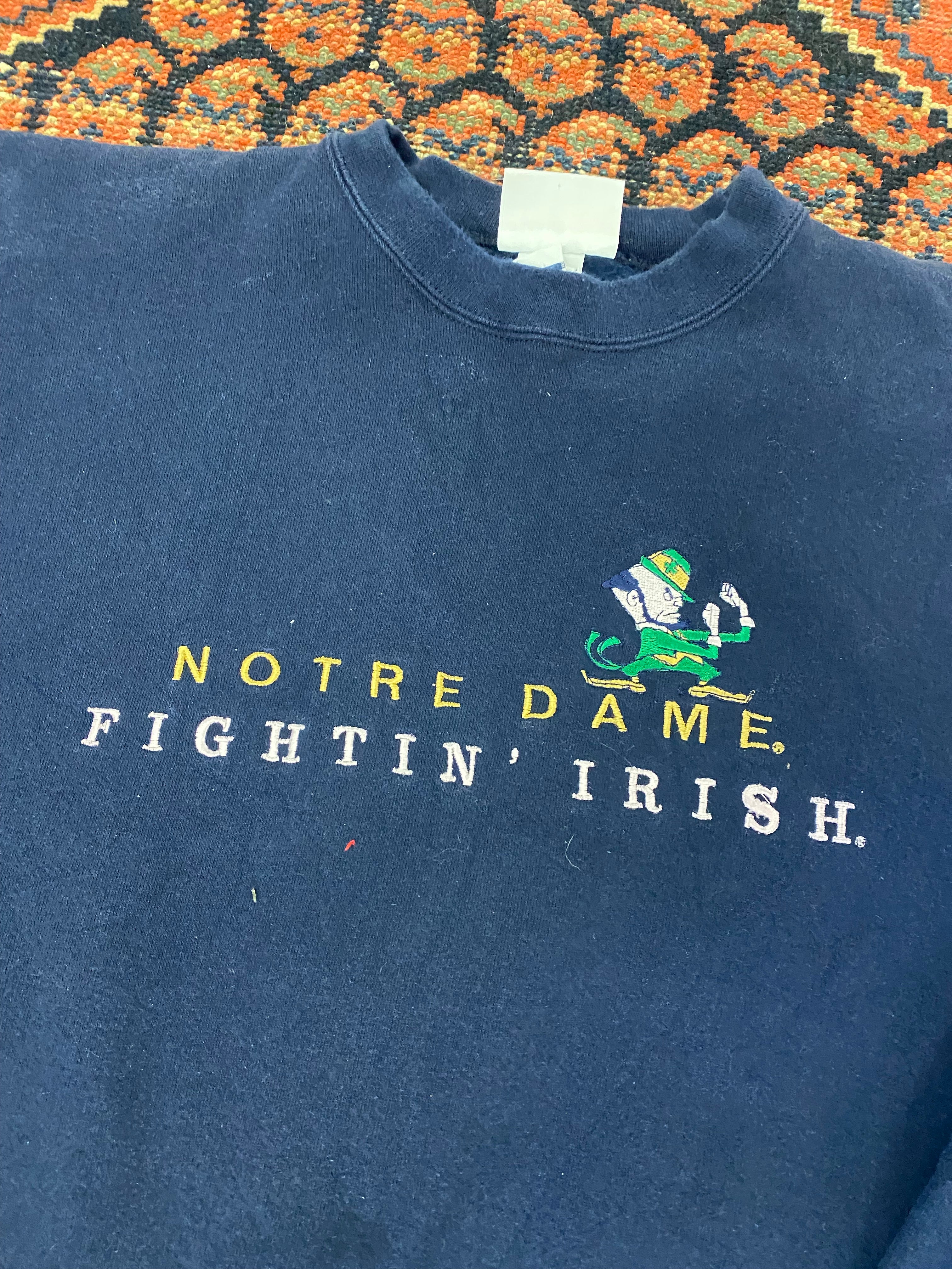 Vintage Embroidered Notre Dame Crewneck - XL