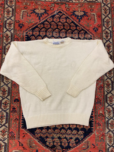 90s White Knit Sweater - L
