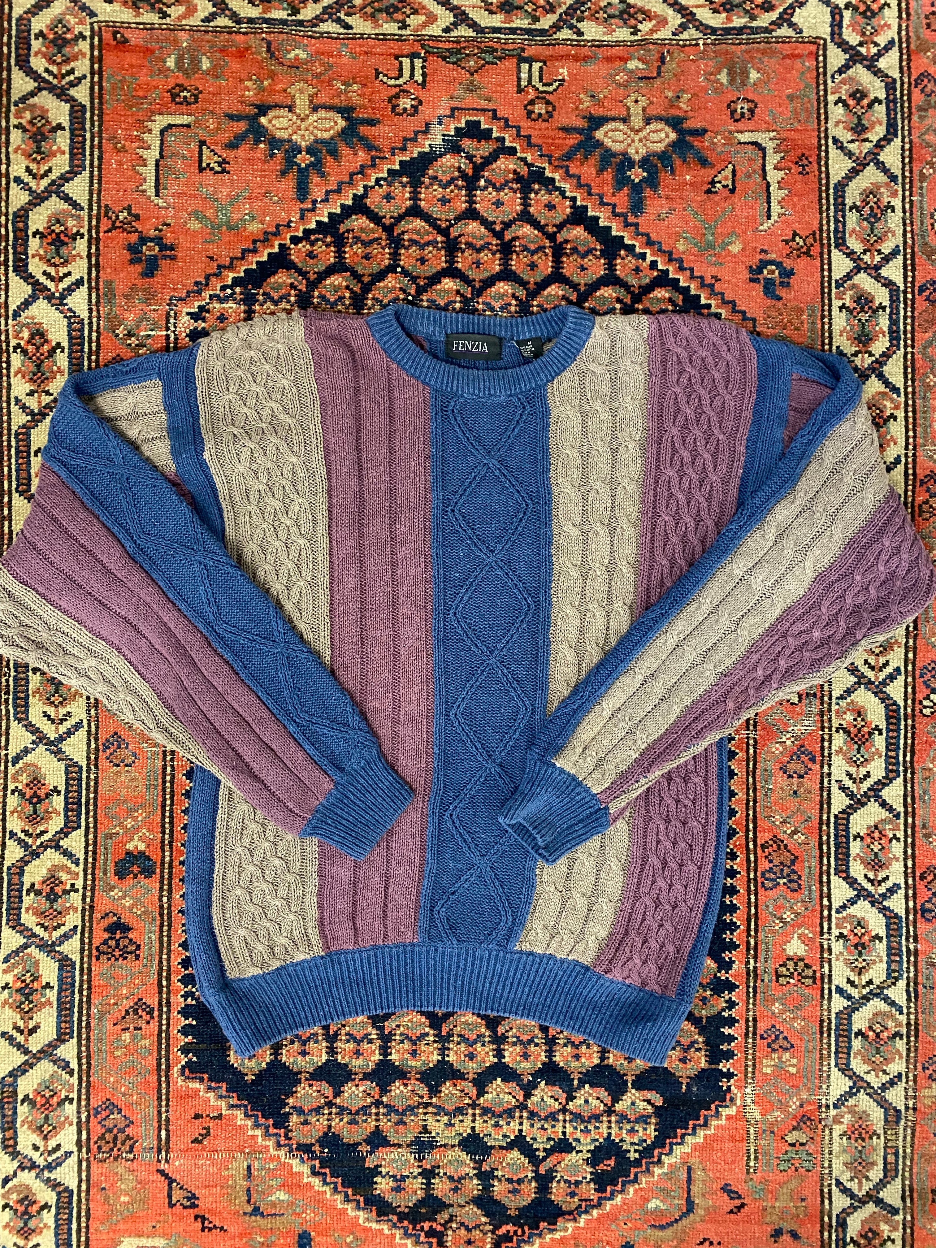 Vintage Cable Knit Sweater - L