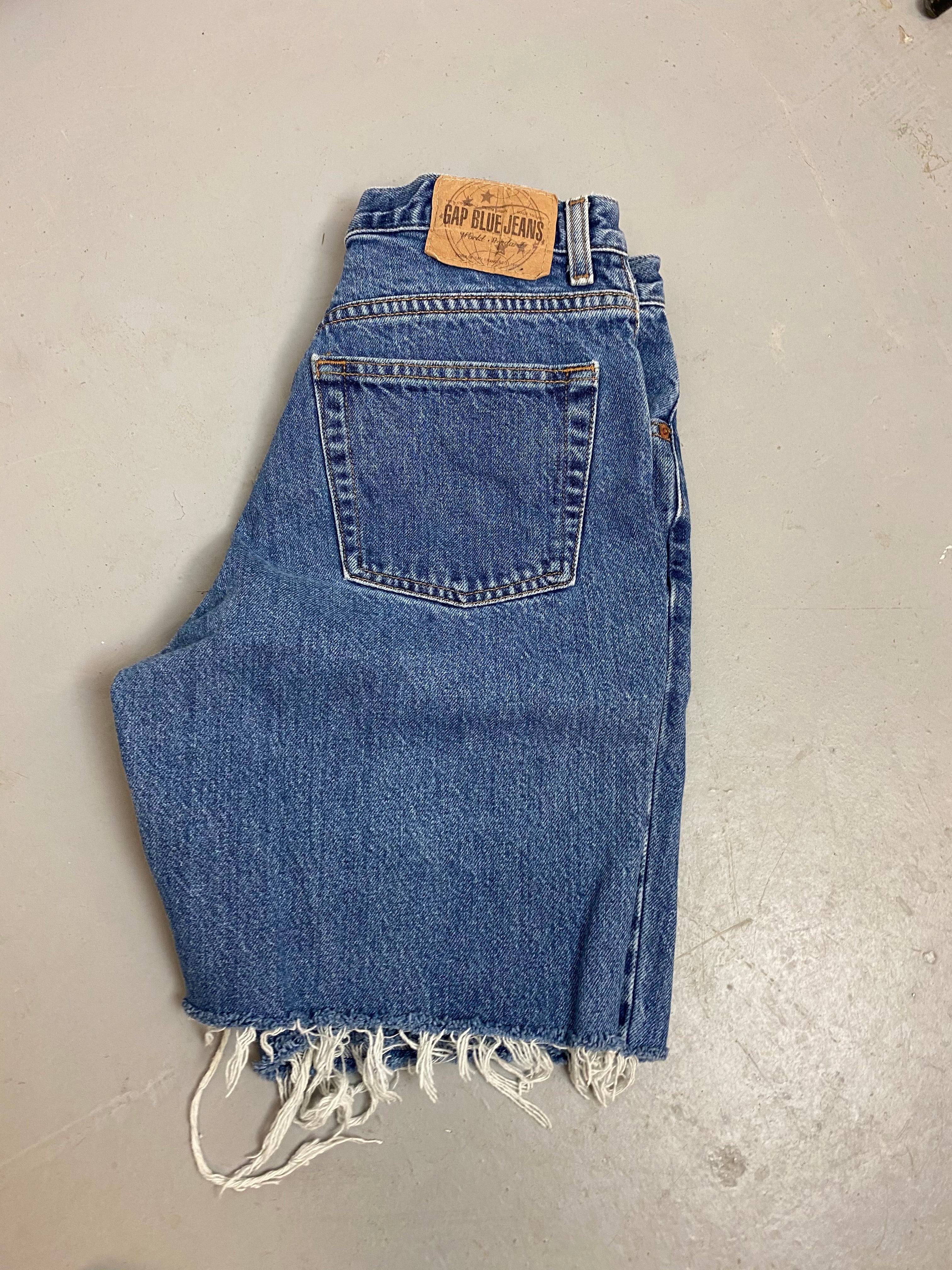 90s Frayed High Waisted Gap World Denim Shorts - 28in