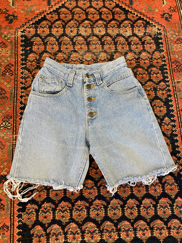 90s Lee High Waisted Denim Frayed Shorts - 25in