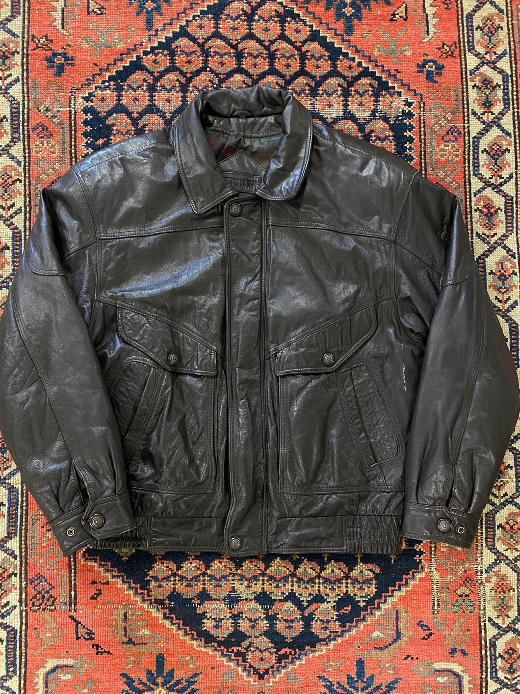 Vintage Heavy Leather Jacket - L