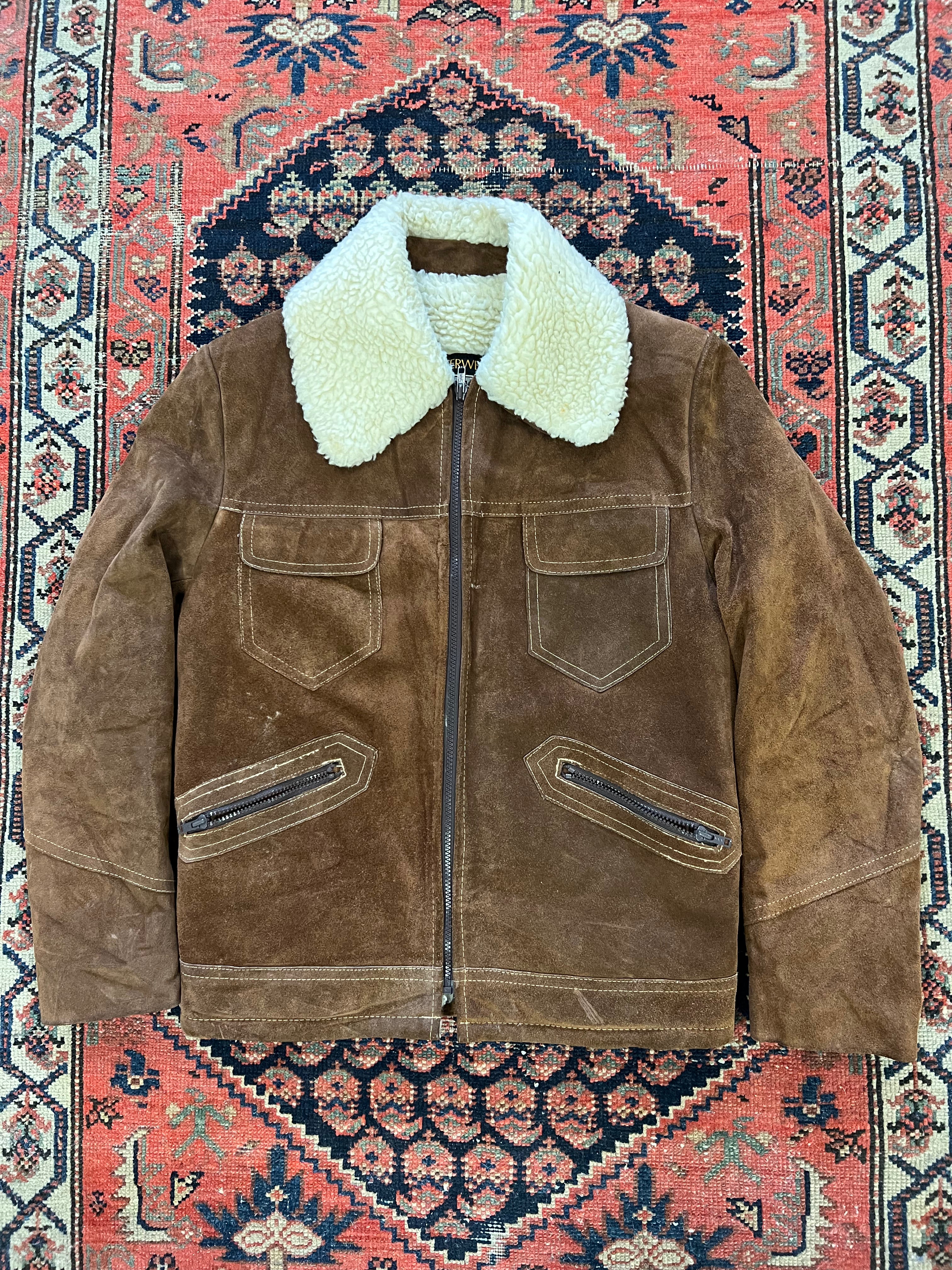 VINTAGE SUEDE SHERPA JACKET - SMALL