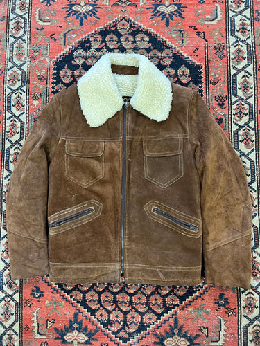 VINTAGE SUEDE SHERPA JACKET - SMALL