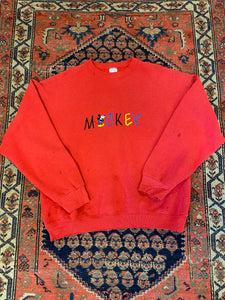 Vintage Embroidered Mickey Mouse Crewneck - L