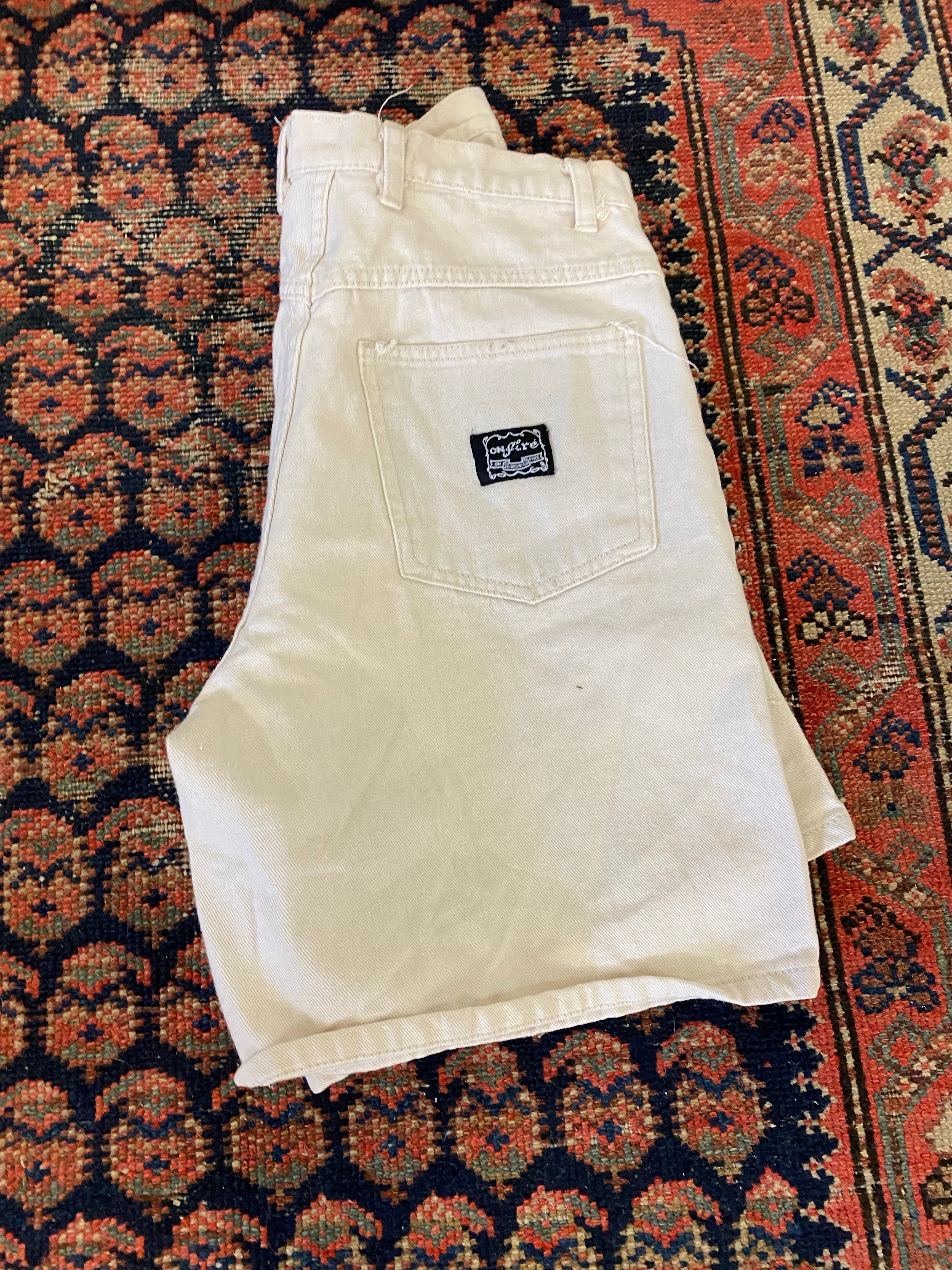 Vintage High Waisted Hemmed Tanned Denim Shorts - 27in