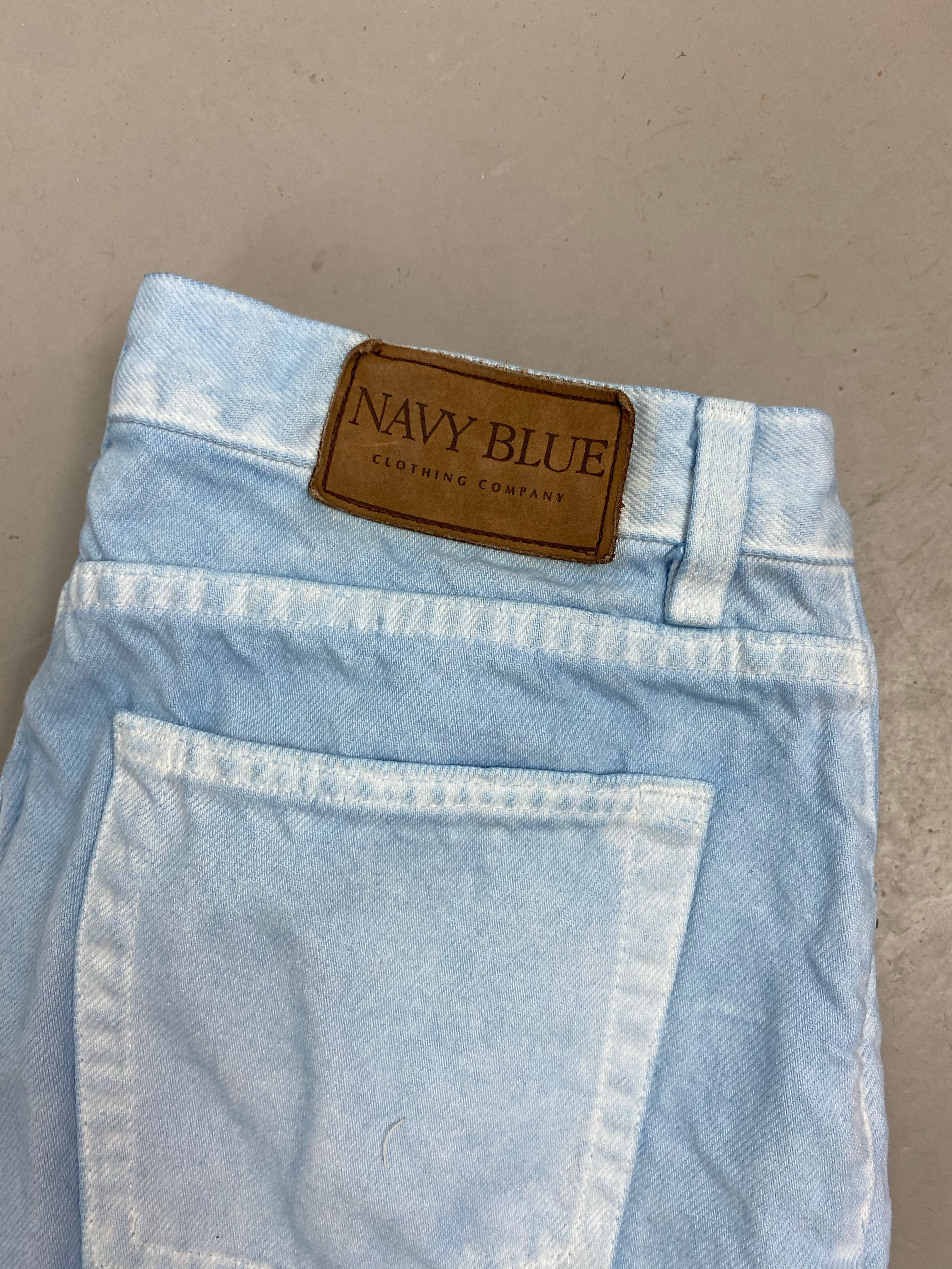 90s high waisted navy blue branded denim shorts