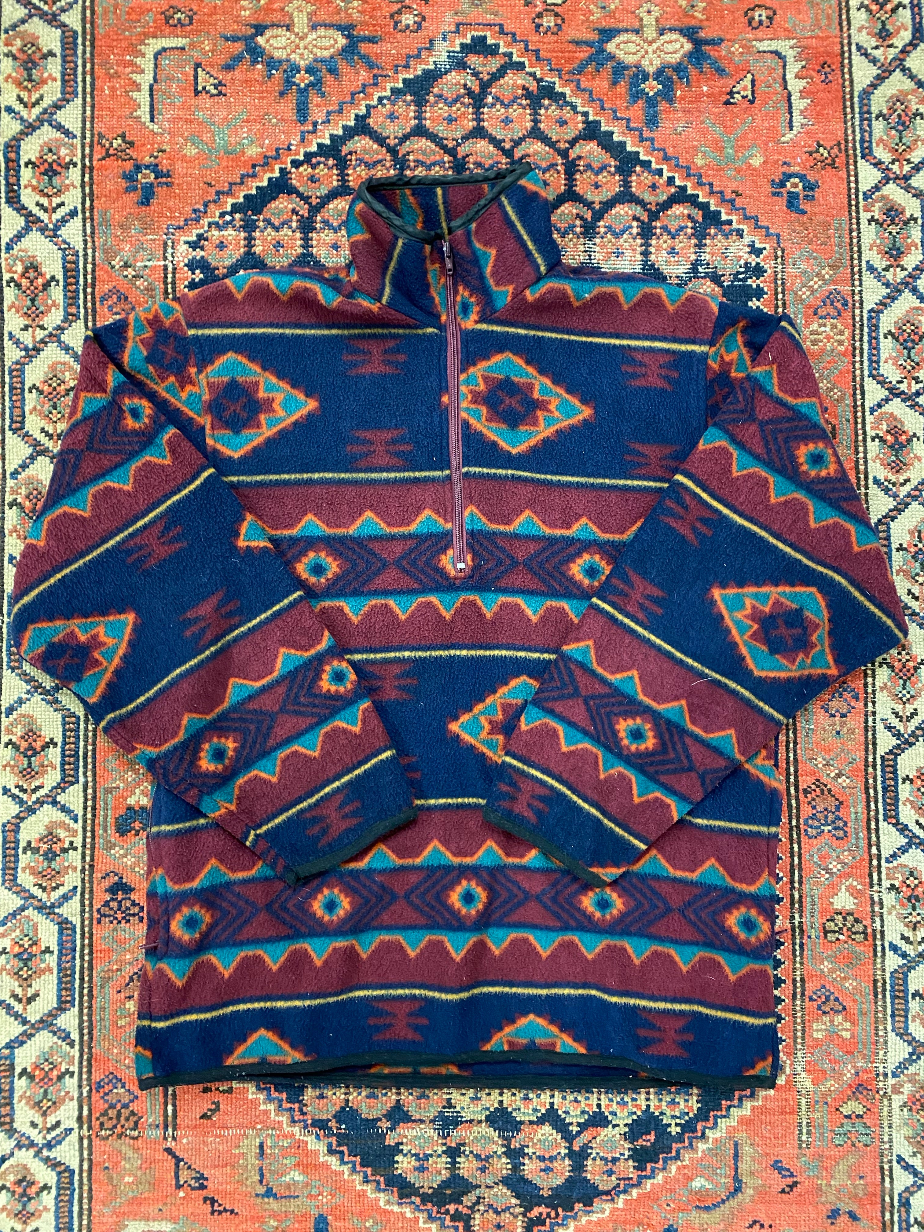 Vintage Aztec Quarter Zip Fleece - L