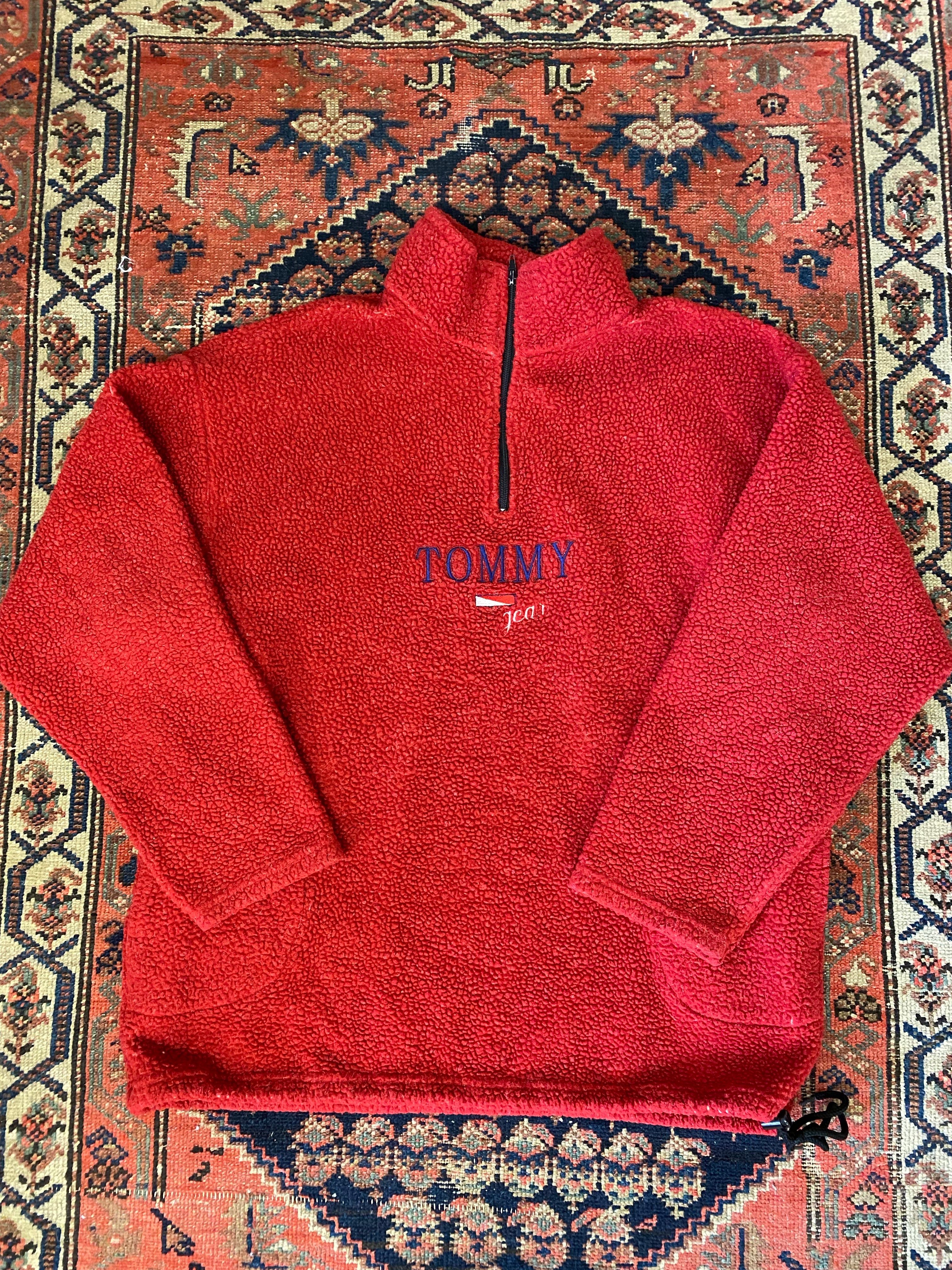 90s Tommy Fleece Quarter Zip - L