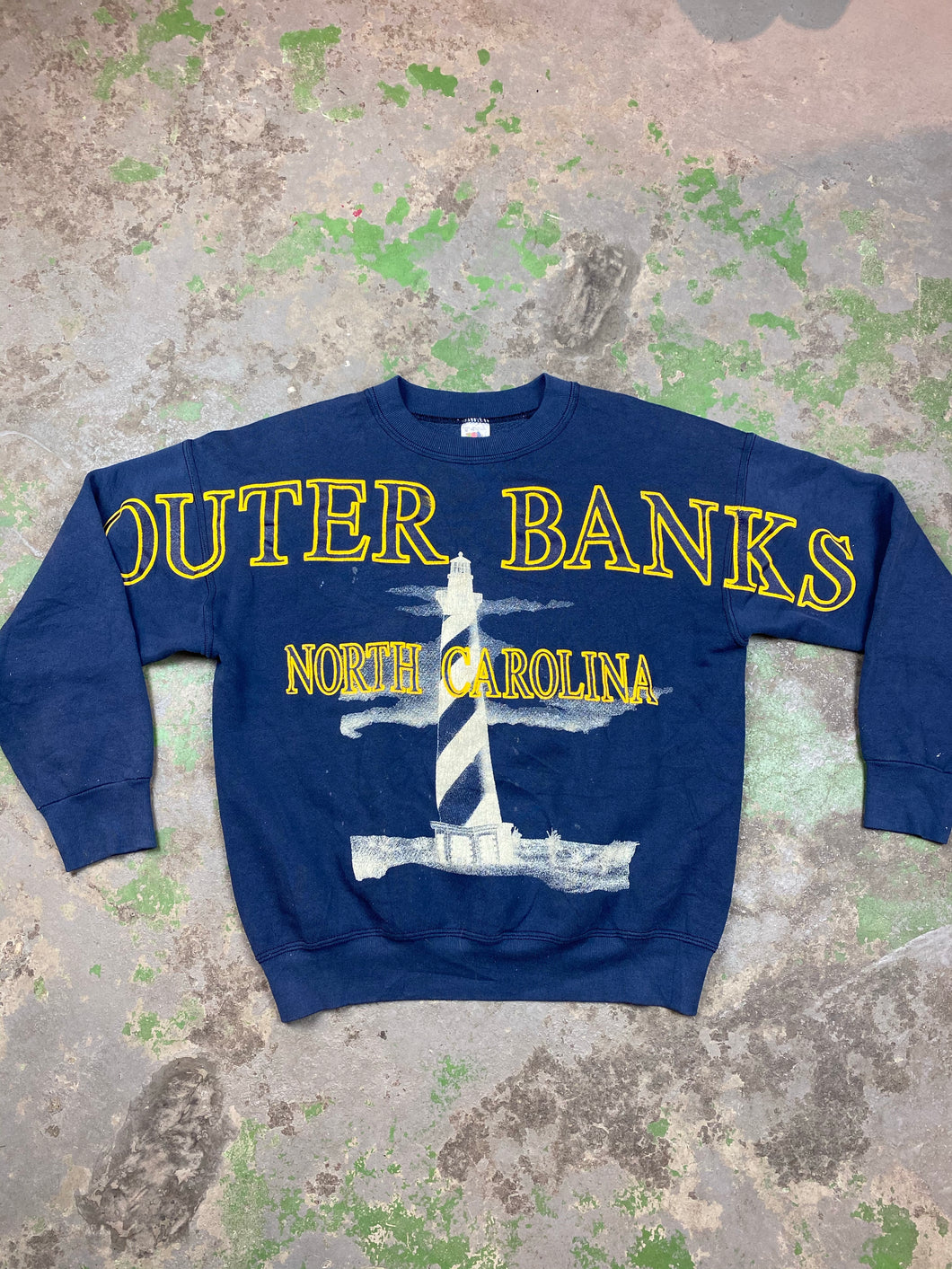 Front and back outer banks crewneck