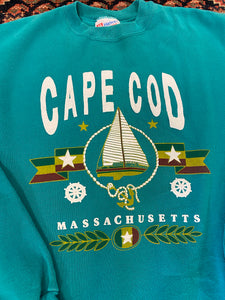 90s Cape Cod Sail Boat Crewneck - L