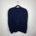 Navy Knitted Front Button Sweater - S