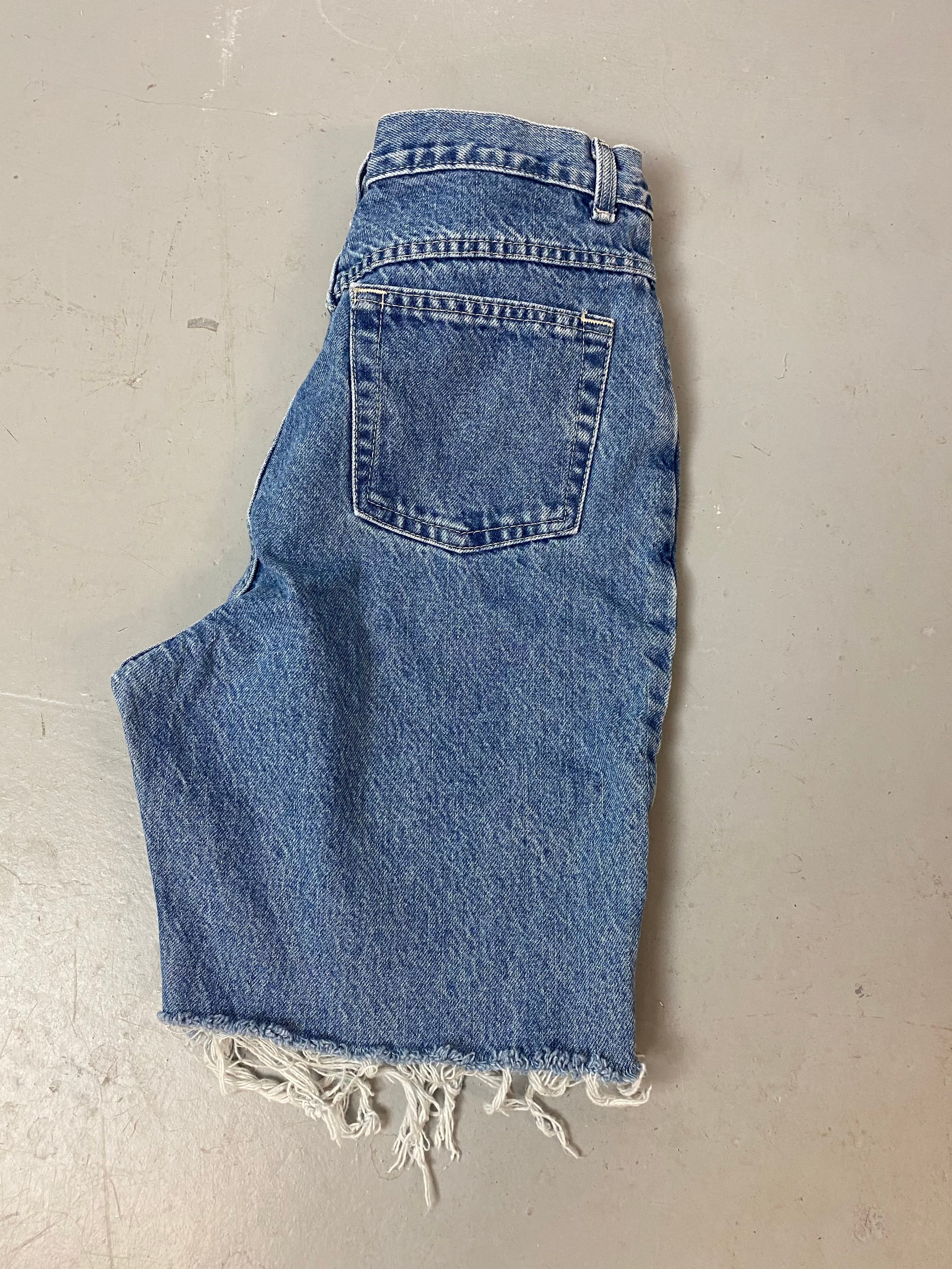 90s High Waisted Frayed Denim Shorts - 30in