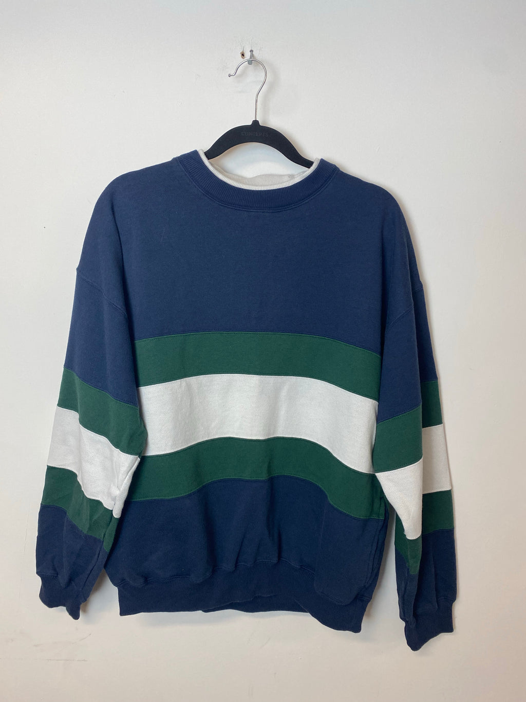 Vintage striped Mock-neck Crewneck - S/M