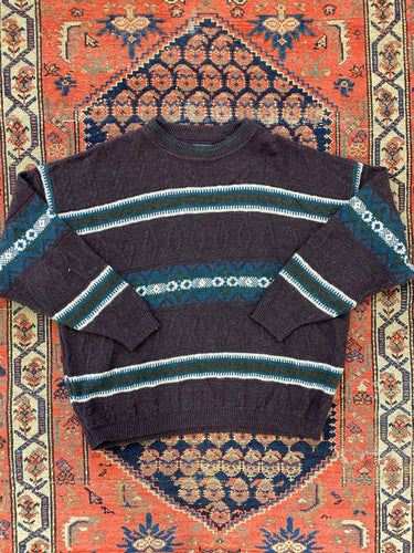 Vintage Striped Knit Sweater - M