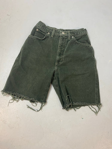 Vintage High Waisted Frayed Denim Shorts - 26in