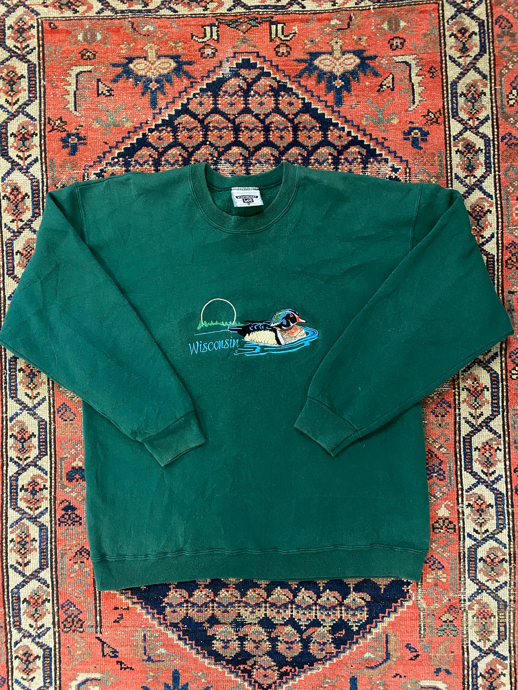 90s Embroidered Wisconsin Crewneck - L