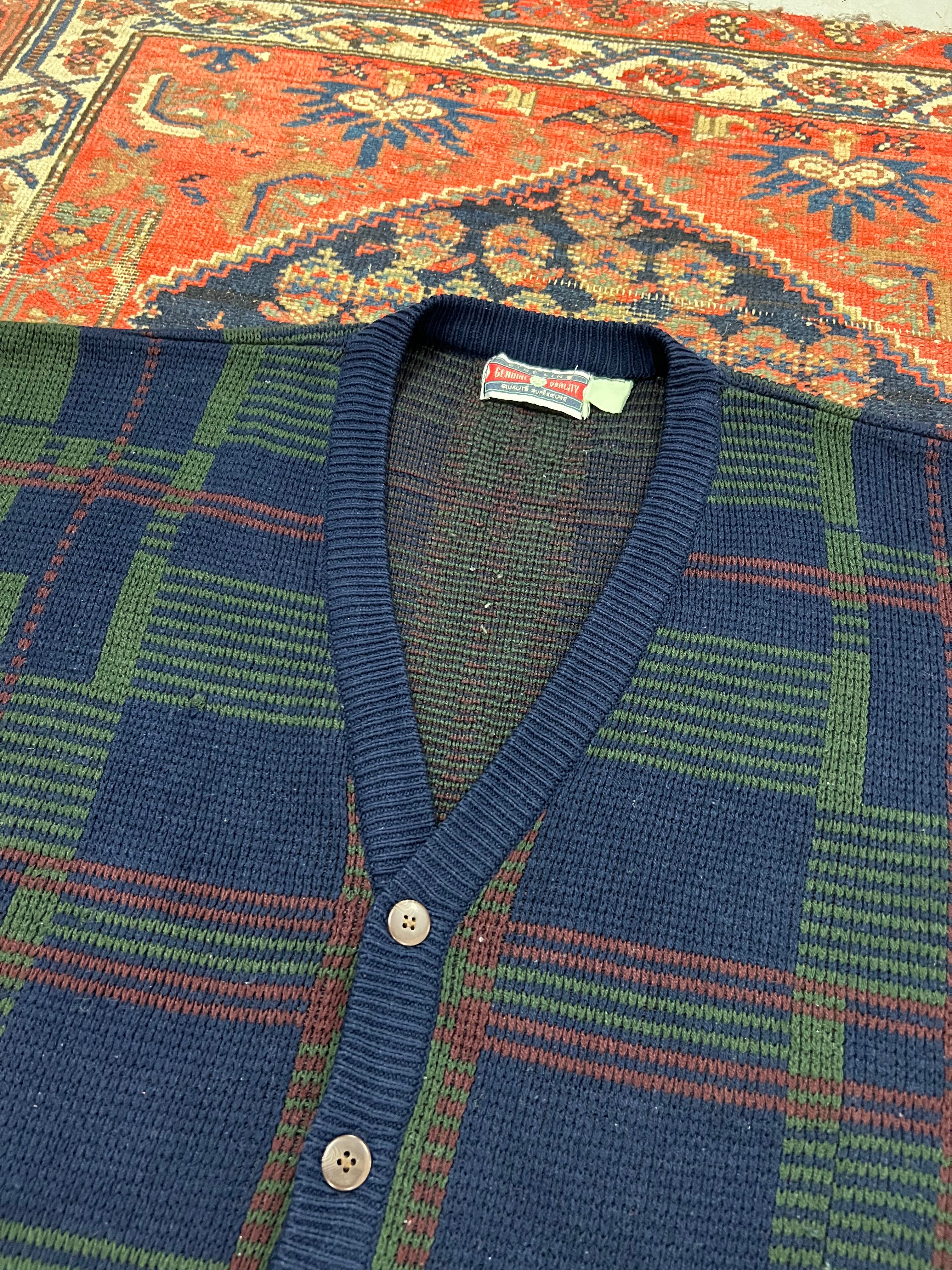 VINTAGE PATTERN KNIT CARDIGAN - LARGE
