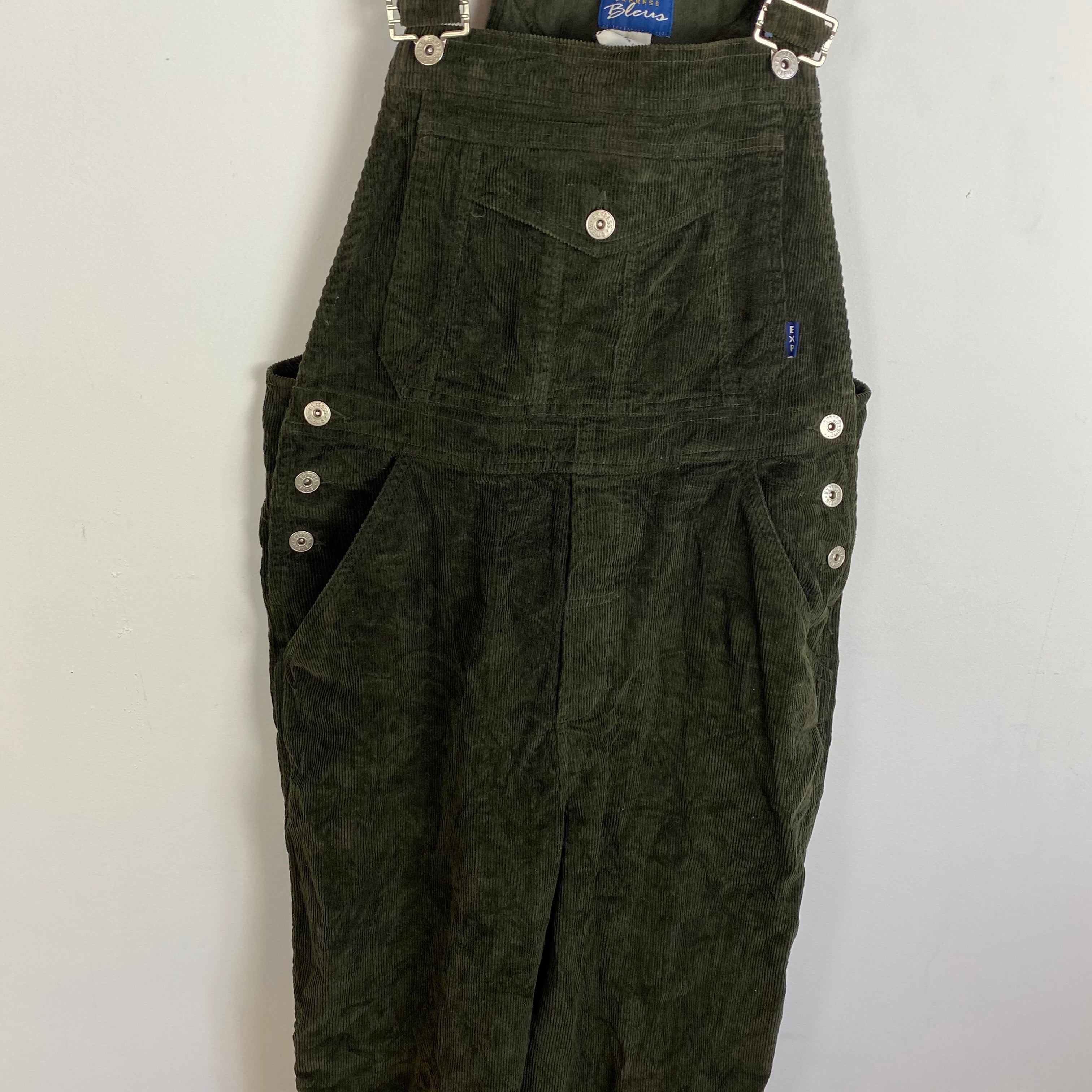 Dark green corduroy overalls