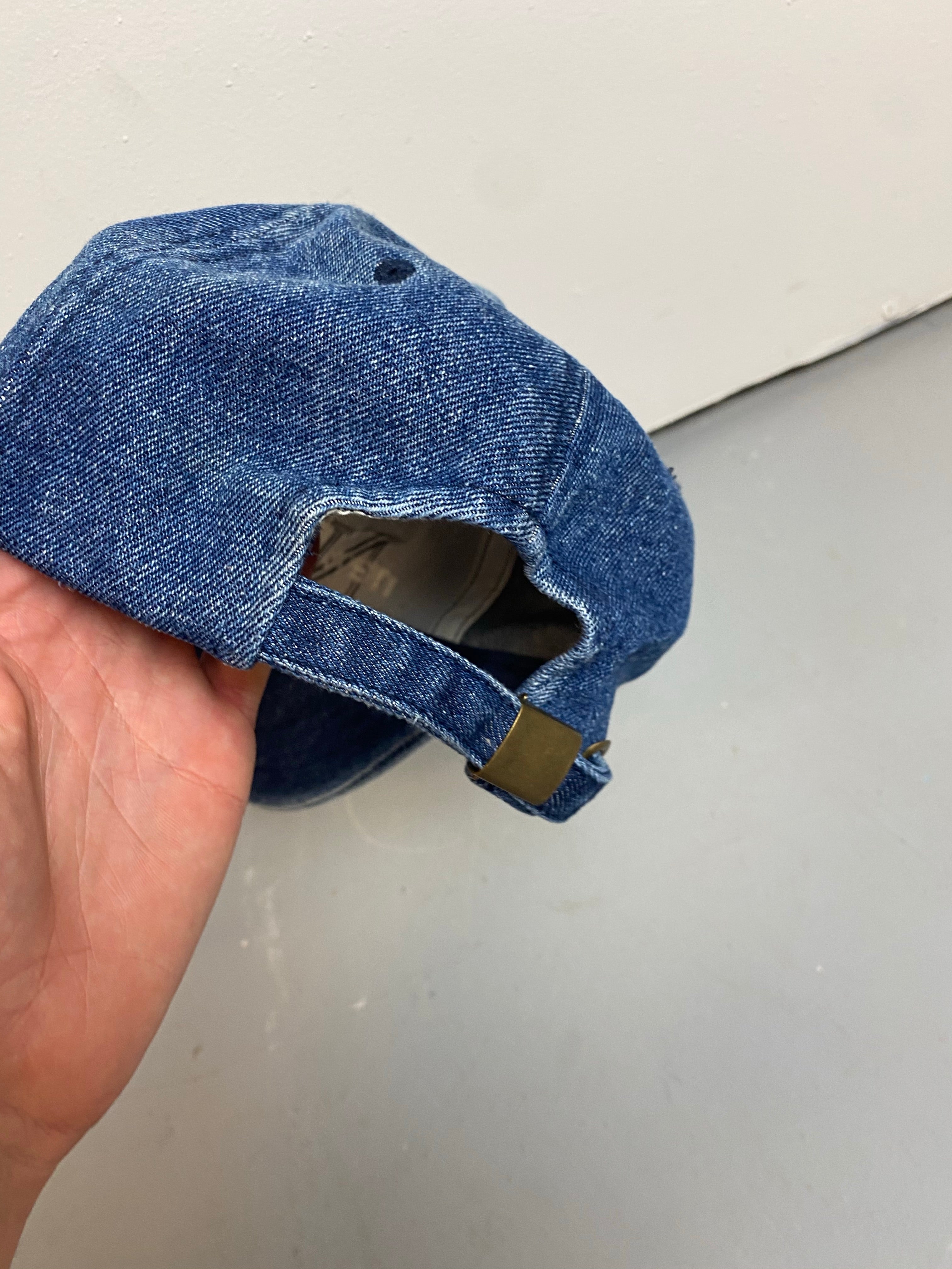 Denim Embroidered NYC Strap Back Hat