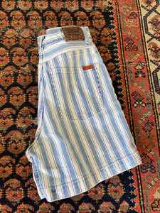 90s Denim High Waisted Pinstriped Shorts - 26in