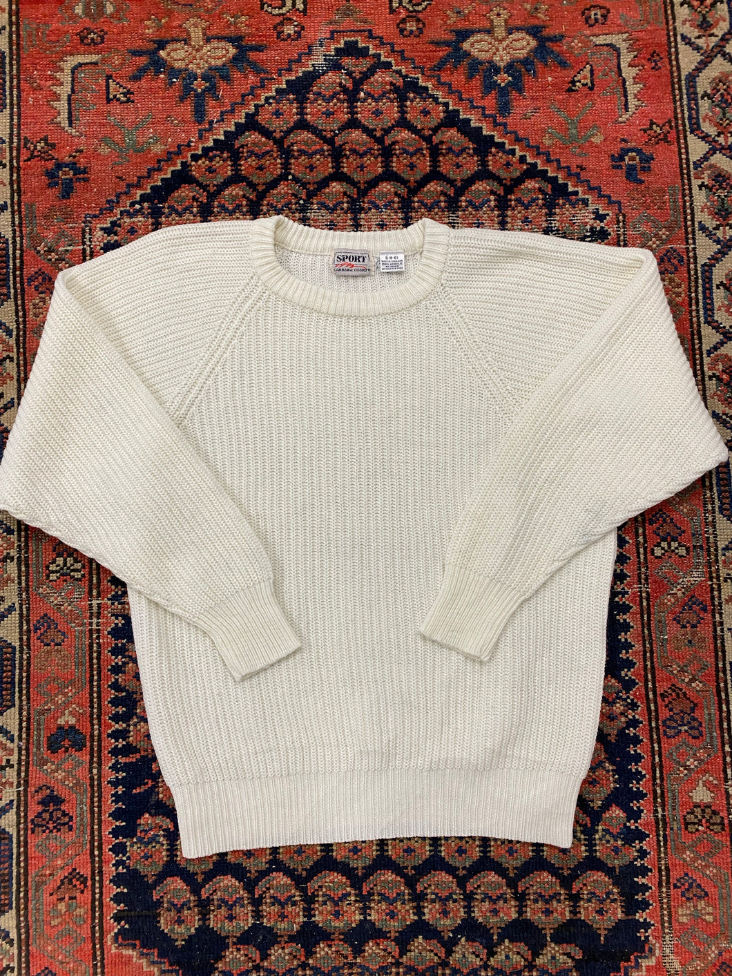 90s White Knit Sweater - S