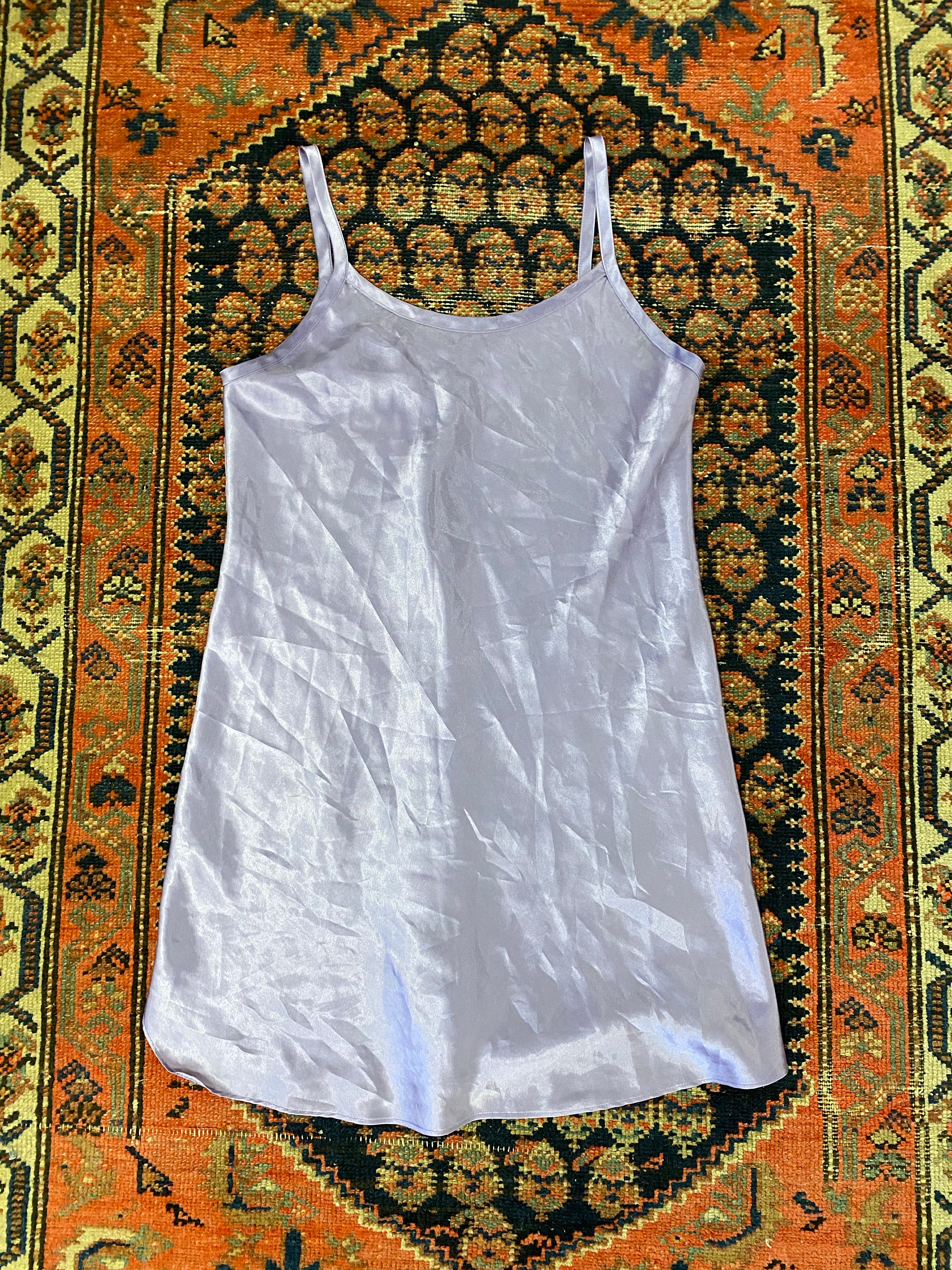 90s Purple Satin Slip Dress - WMNS- M