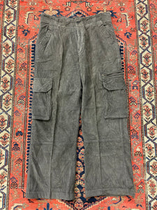 Vintage Grey Corduroy Cargo Pants - 34IN/W
