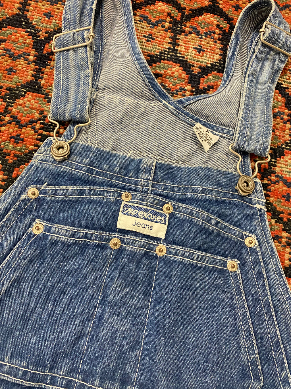 90s Denim Short Overalls - 34IN/W