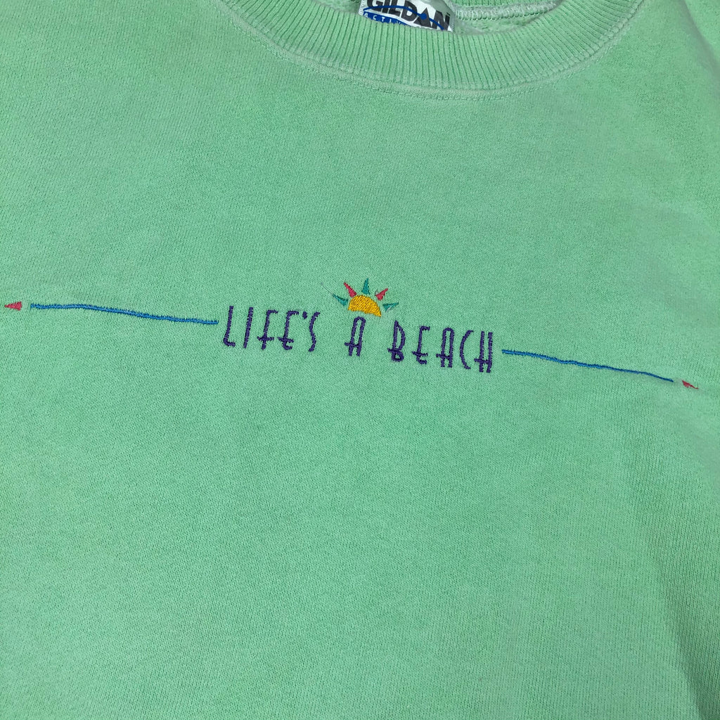Embroidered life a beach Crewneck