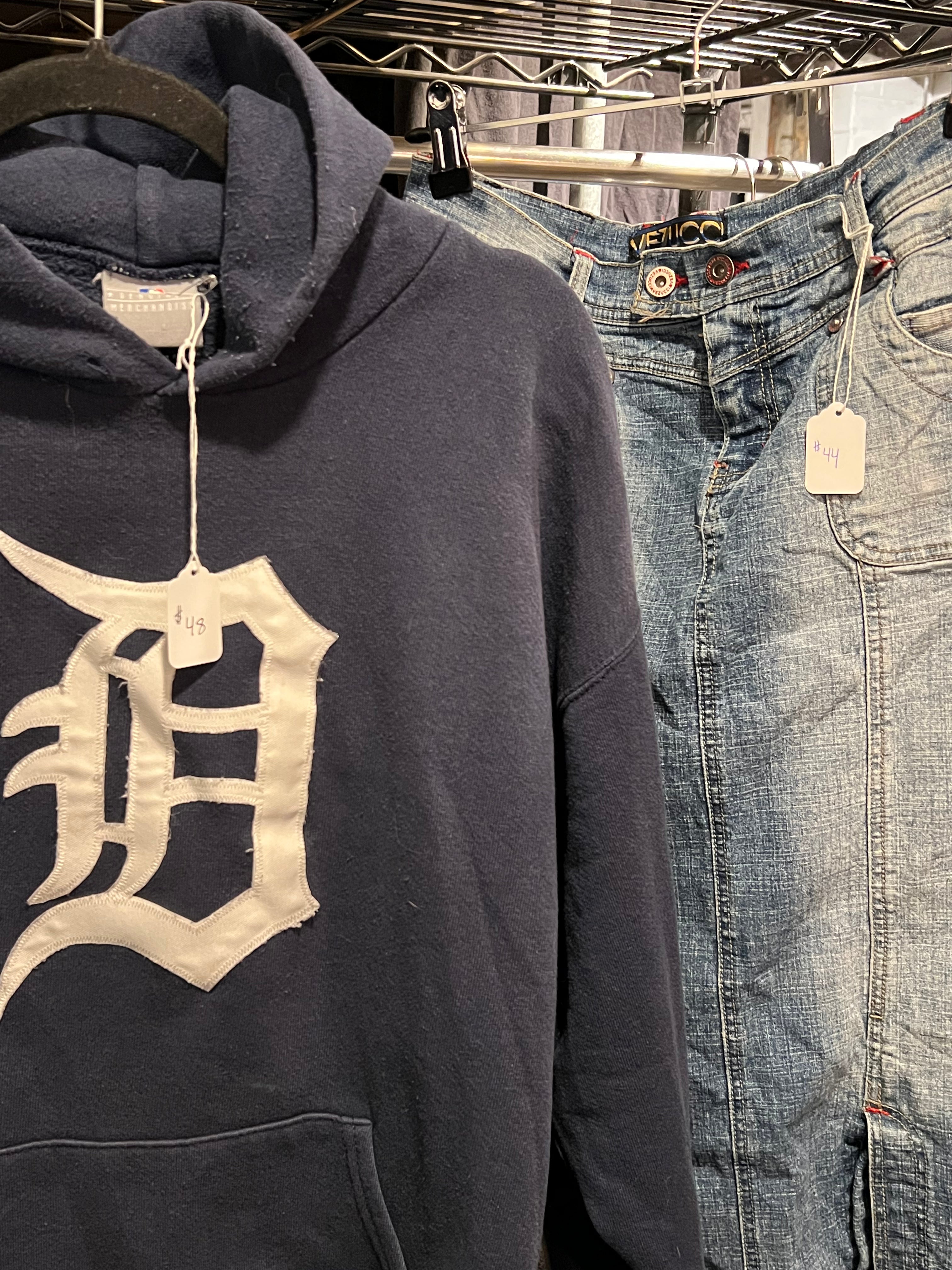 DENIM SKIRT AND DETROIT SWEATER