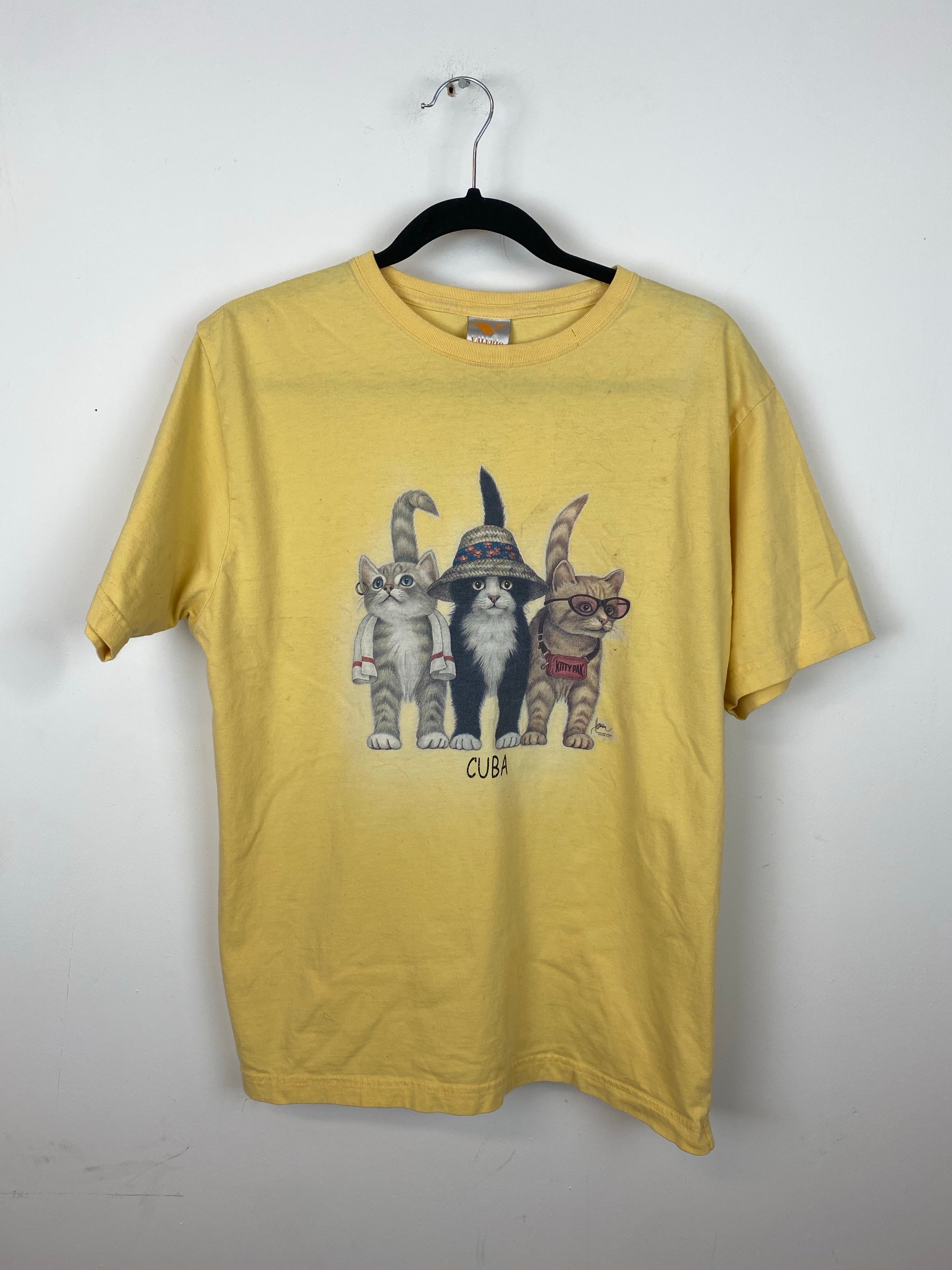 Vintage Front and back yellow CAT t shirt - S