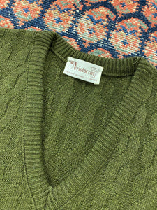 Vintage Green Cable Knit Vest - S