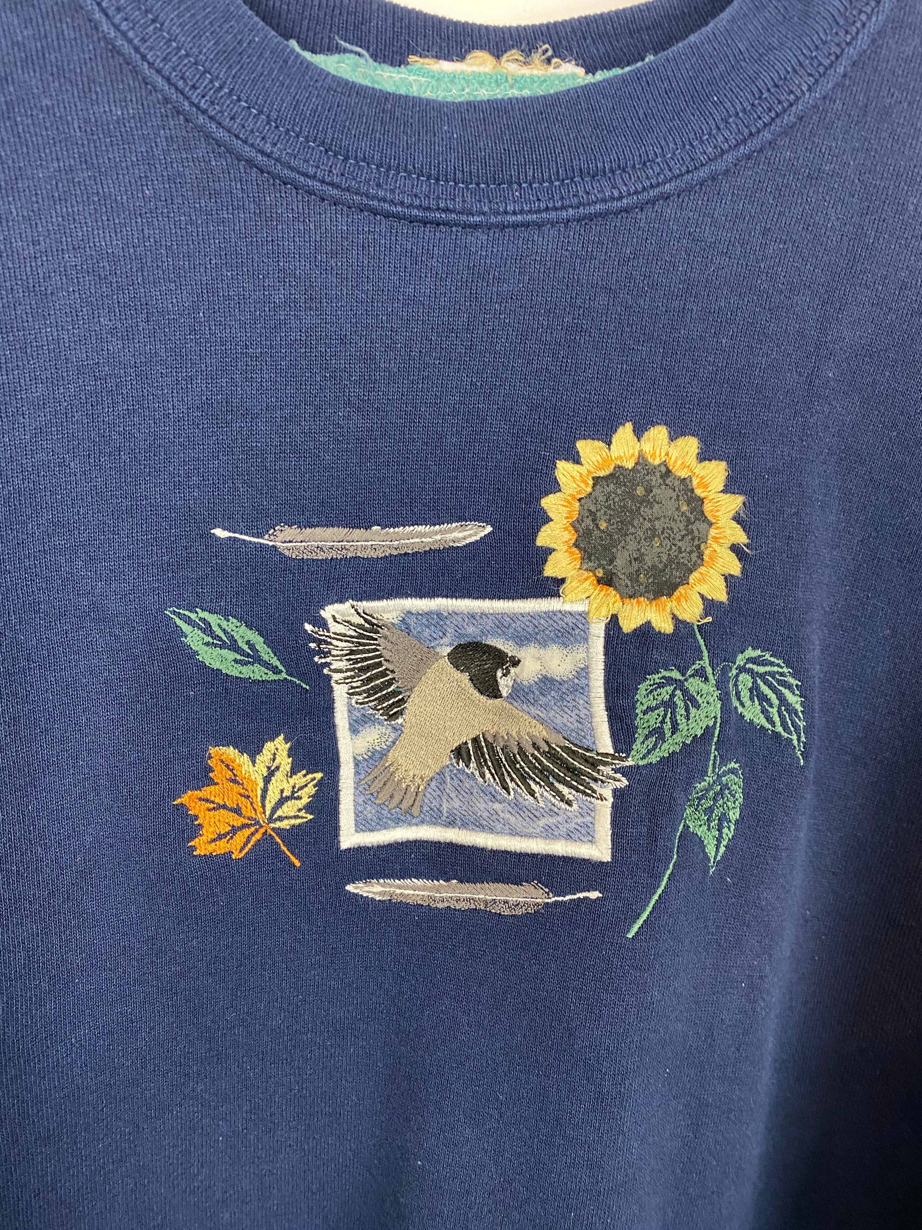 90s embroidered seasons crewneck - M