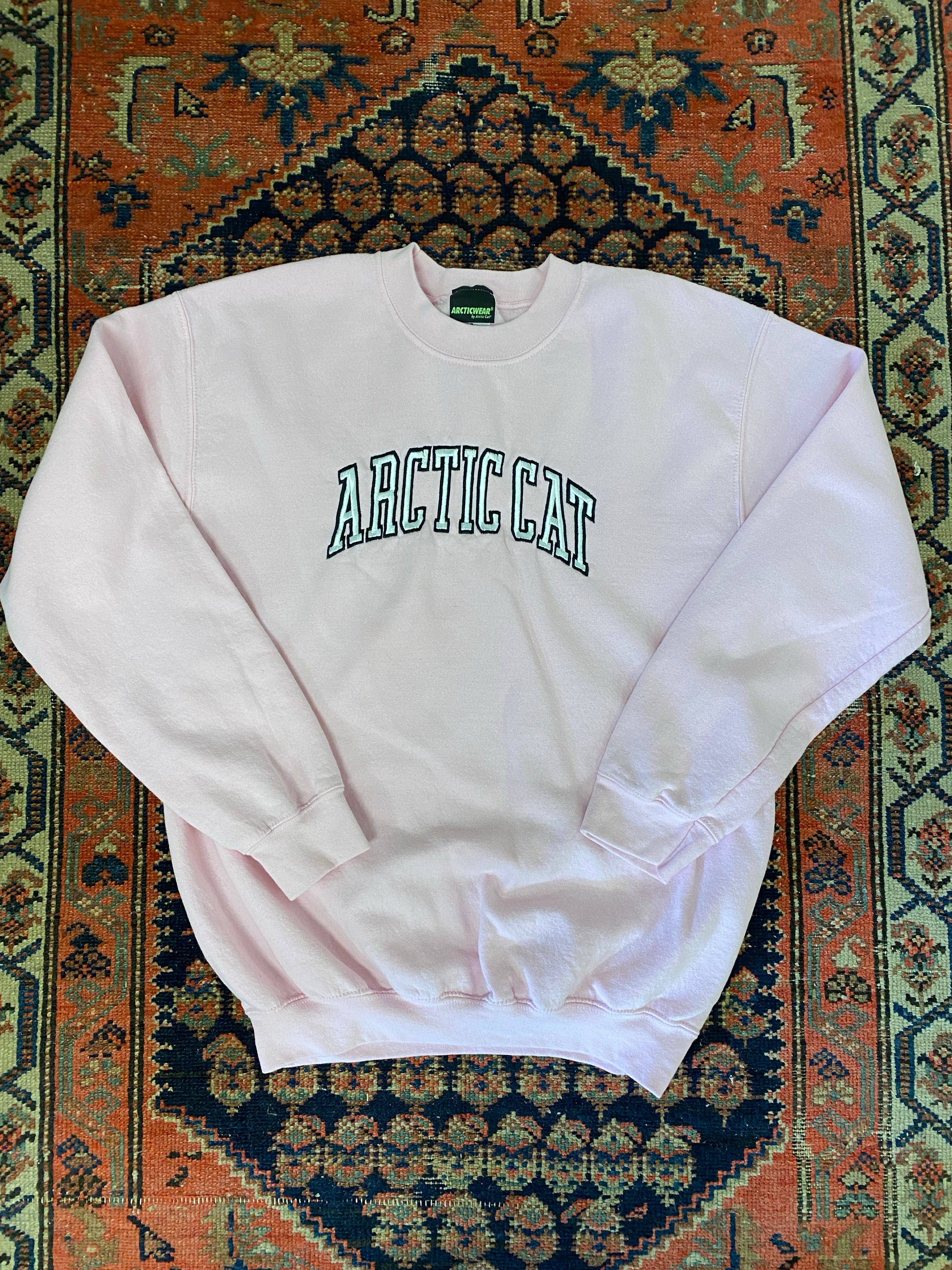 Vintage Pink Embroidered Arctic Cat Crewneck - M