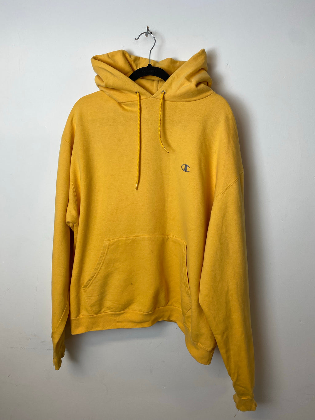 90s Authentic Champion Yellow Hoodie - L