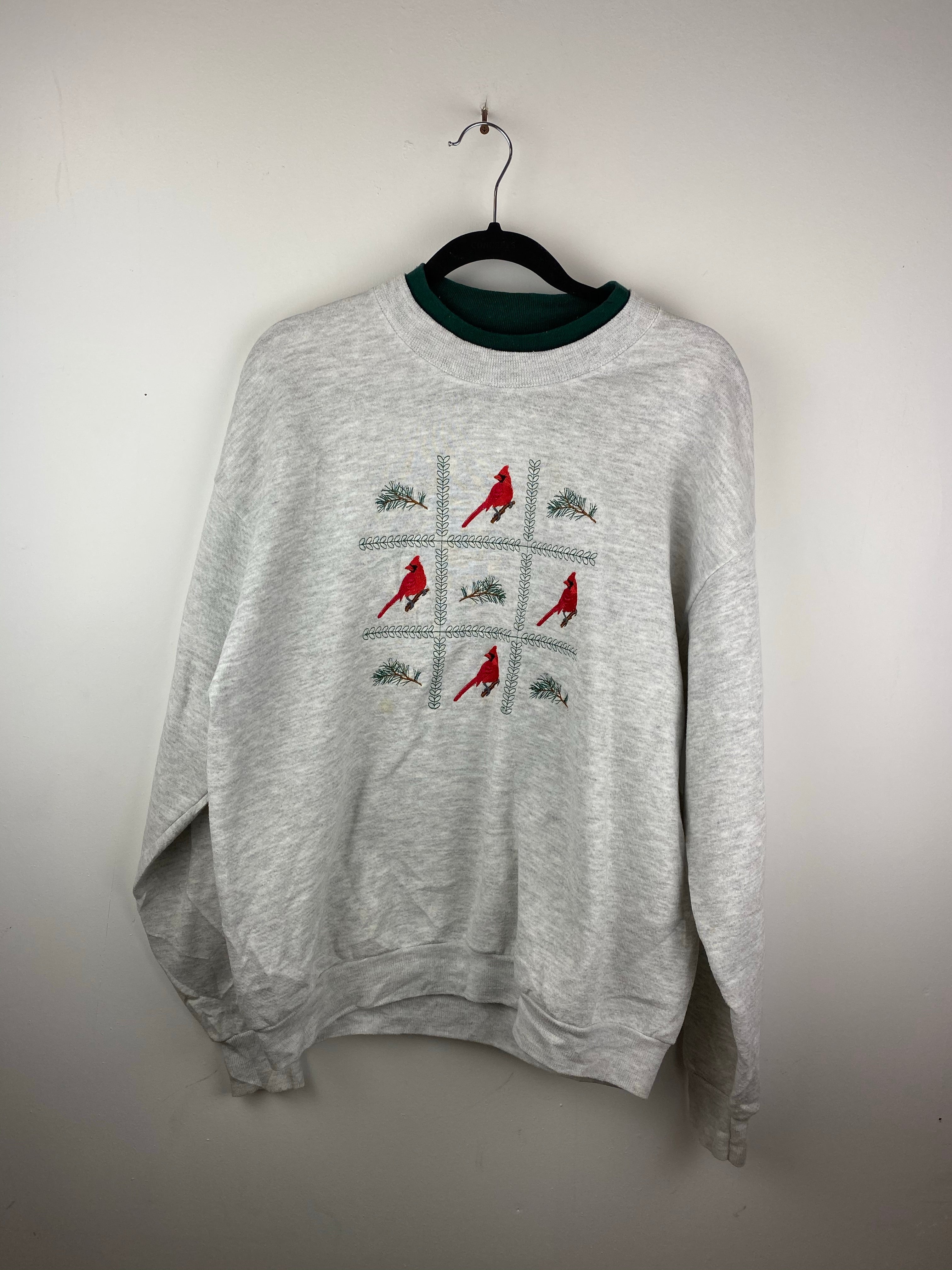 Embroidered Cardinal crewneck