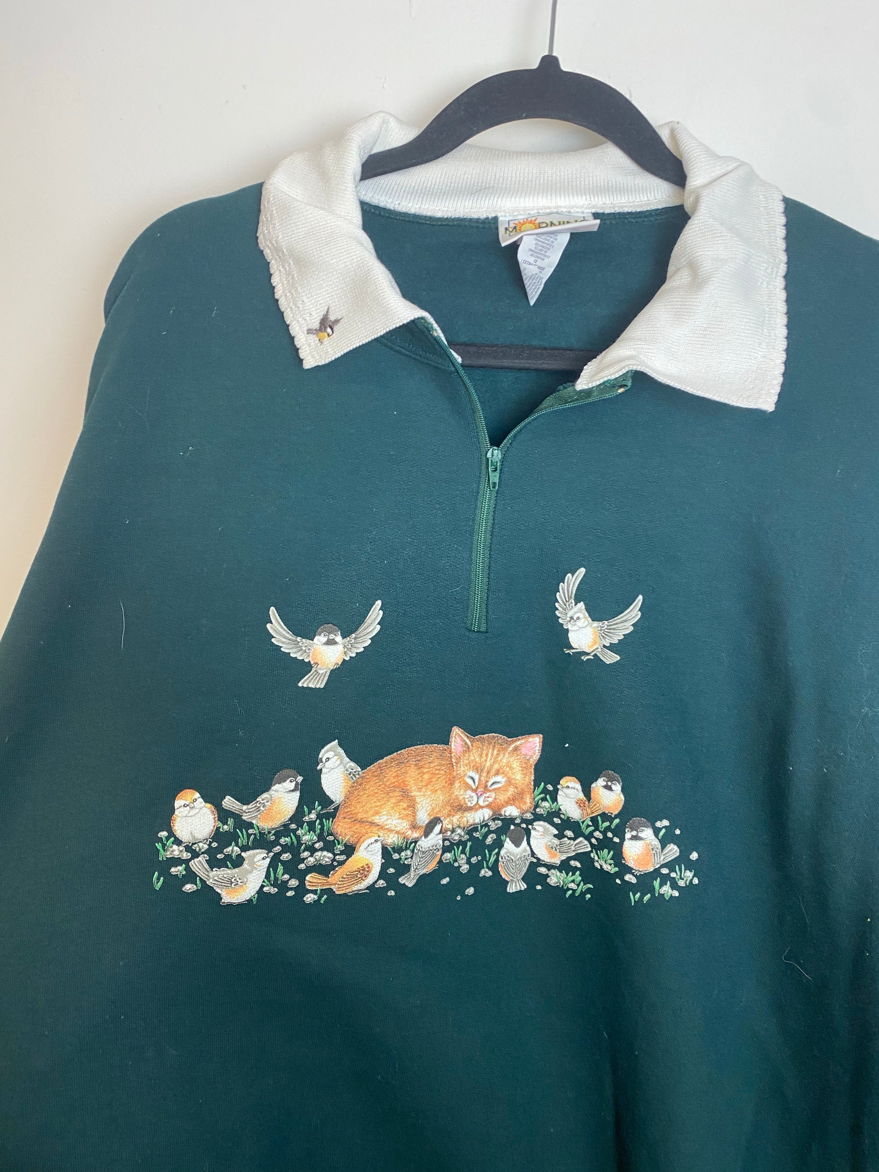 Vintage Graphic Collared Quarter-zip Crewneck - L/XL