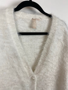 Vintage fuzzy white cropped cardigan - S