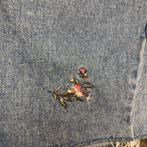 Embroidered floral denim