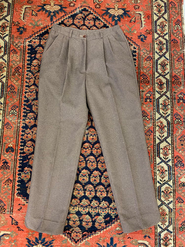 Vintage High Waisted Pleated Plaid Trousers - 27in