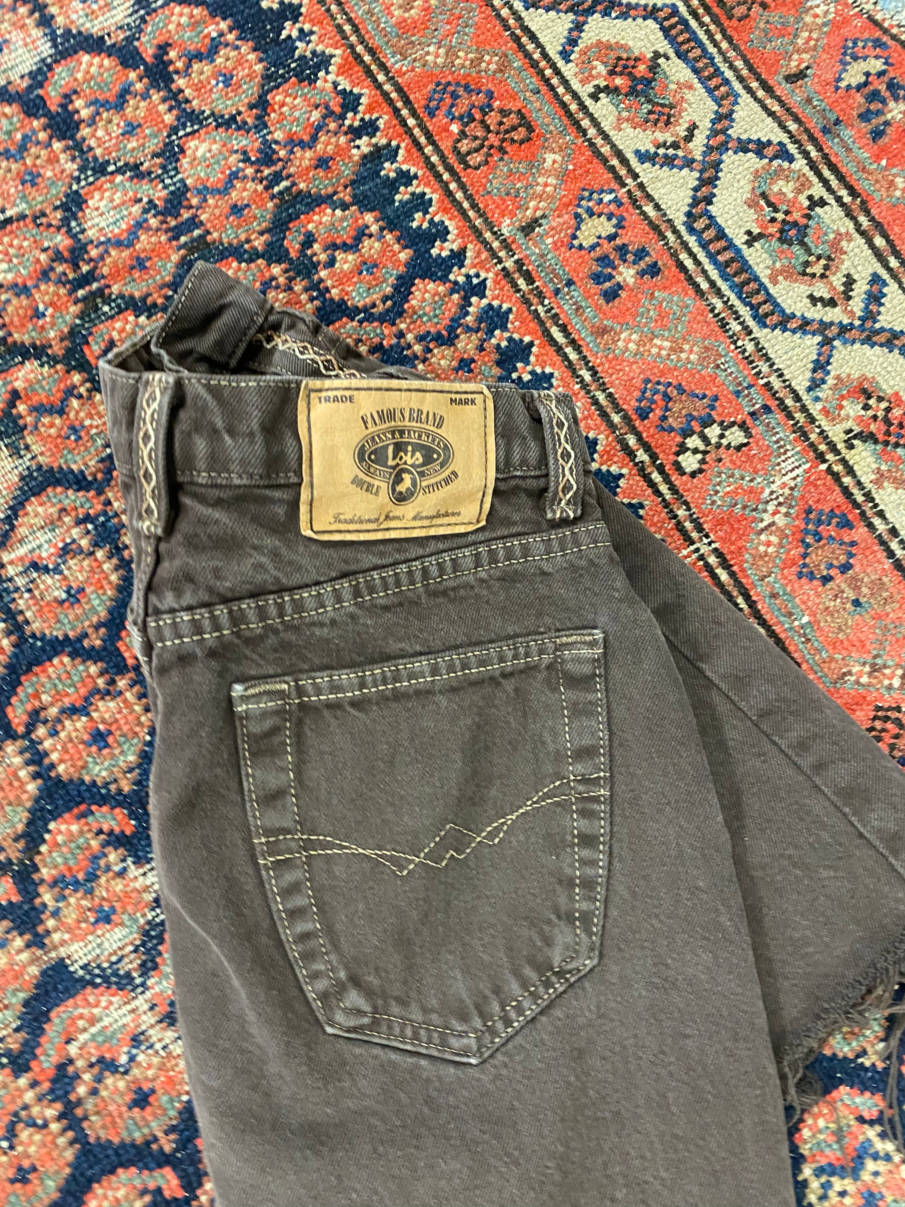90s Brown High Waisted Frayed Denim Shorts - 26IN/W