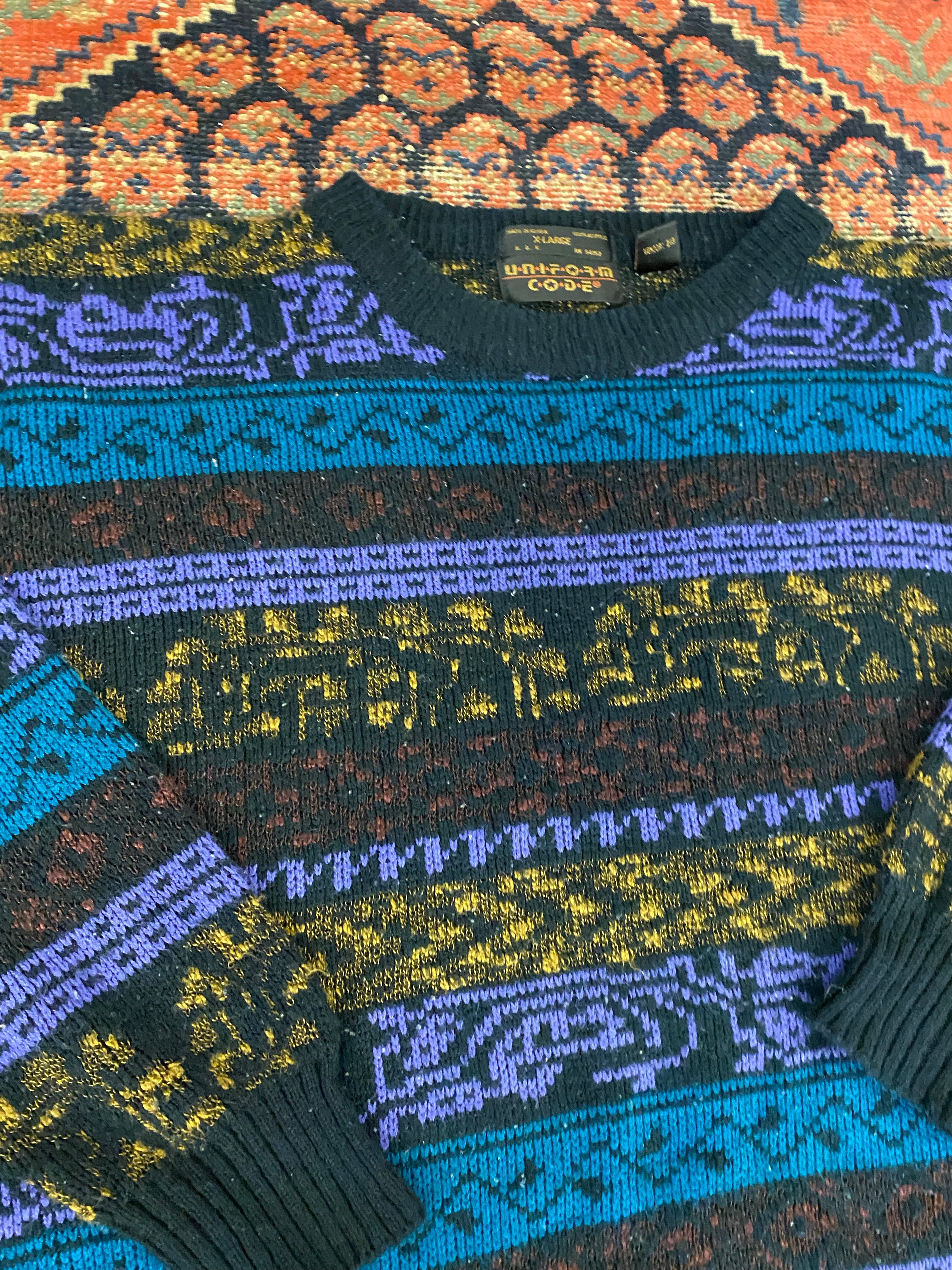 Vintage Multicoloured Knit Sweater - L