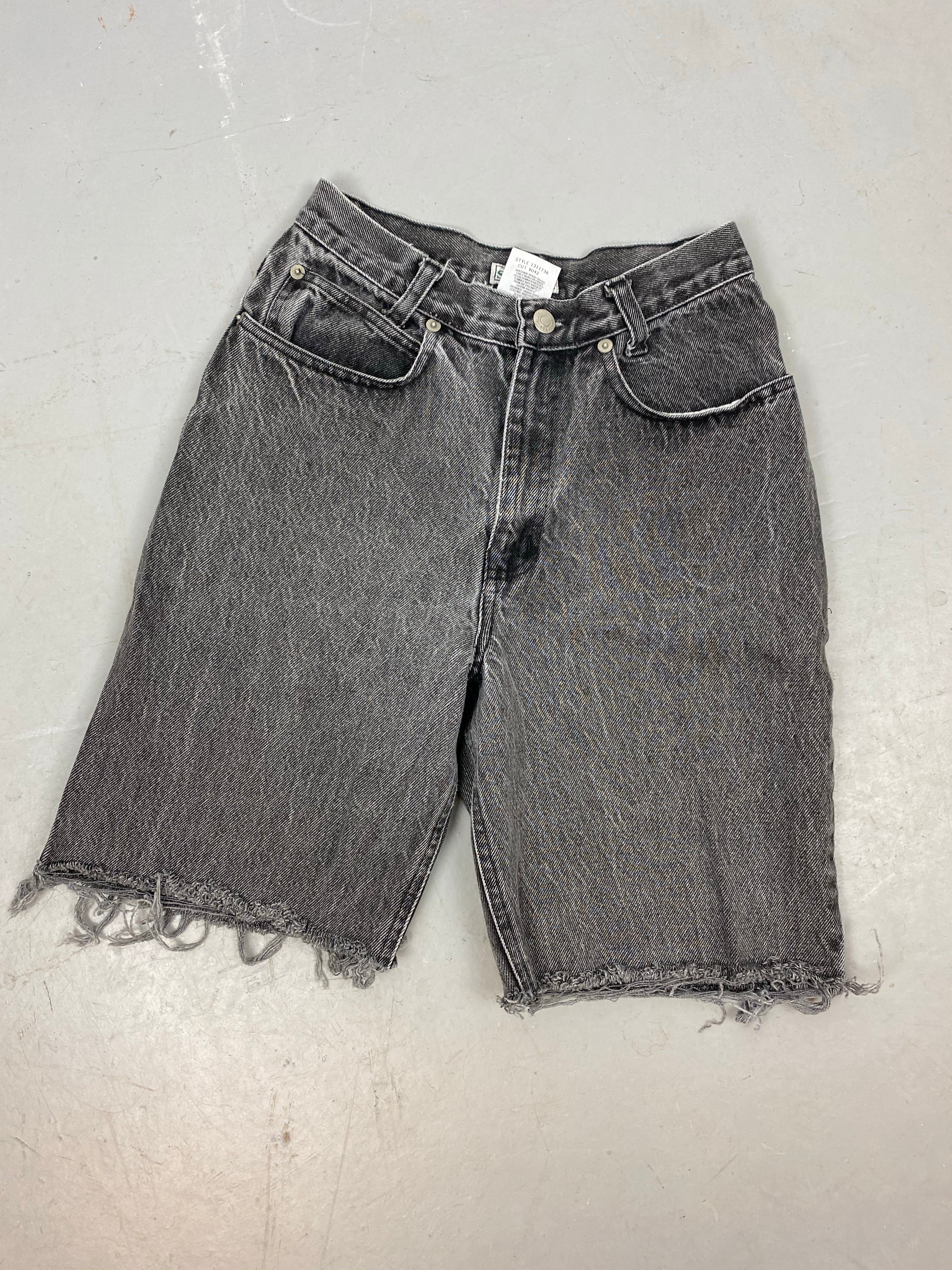 90s stone wash high waisted denim shorts - 25in