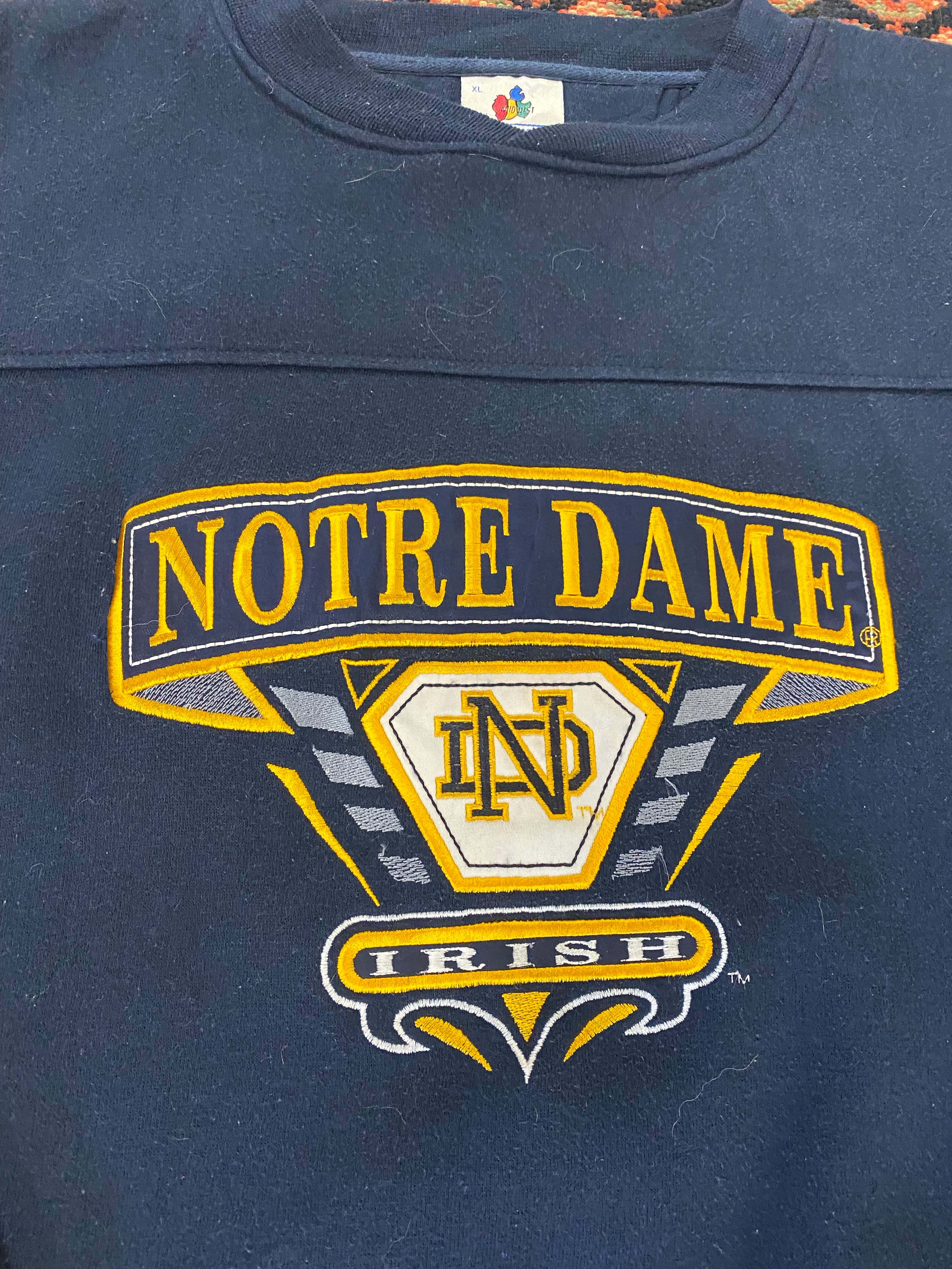 90s Notre Dame Colour Blocked Crewneck - XL