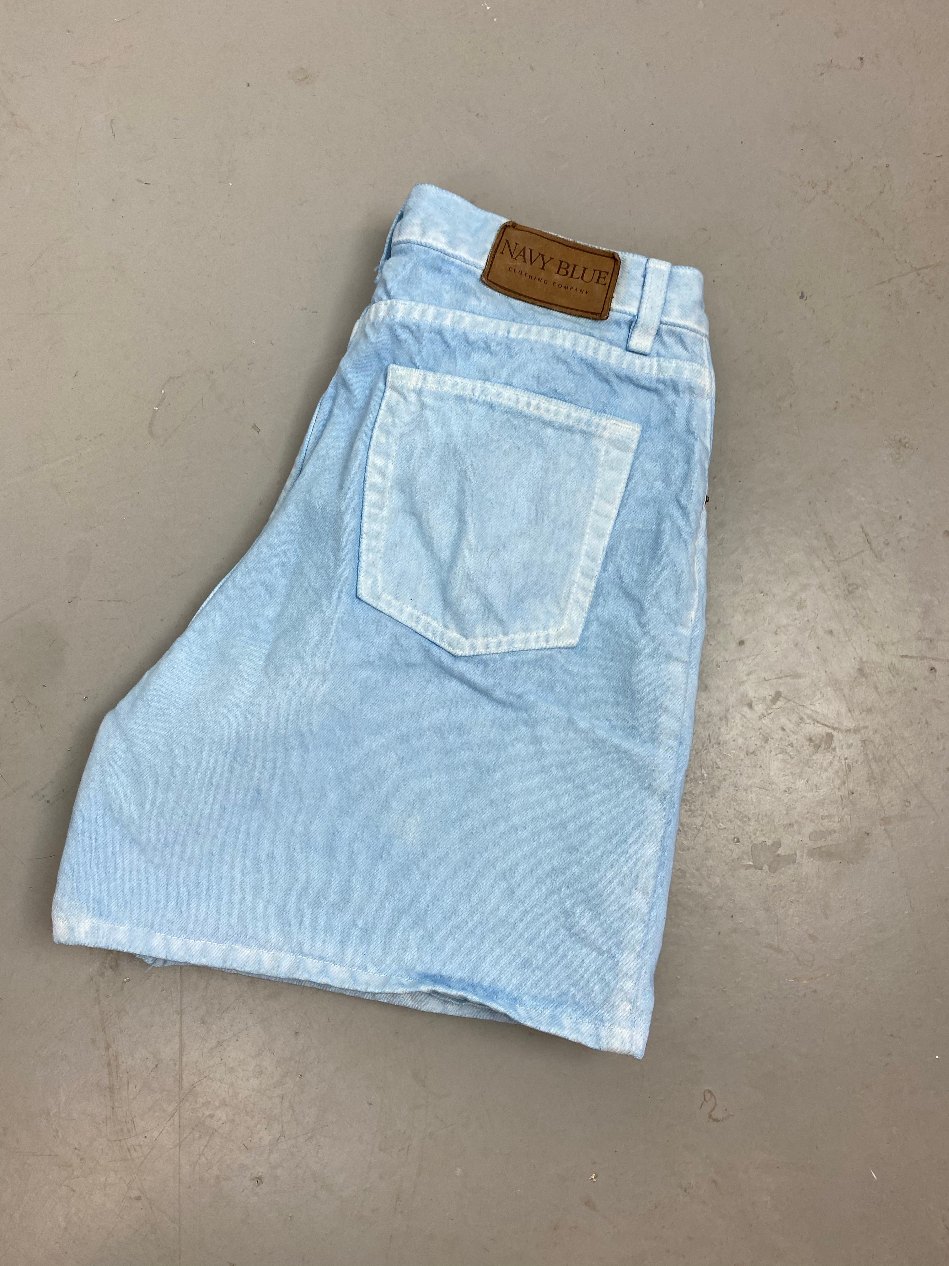 90s high waisted navy blue branded denim shorts