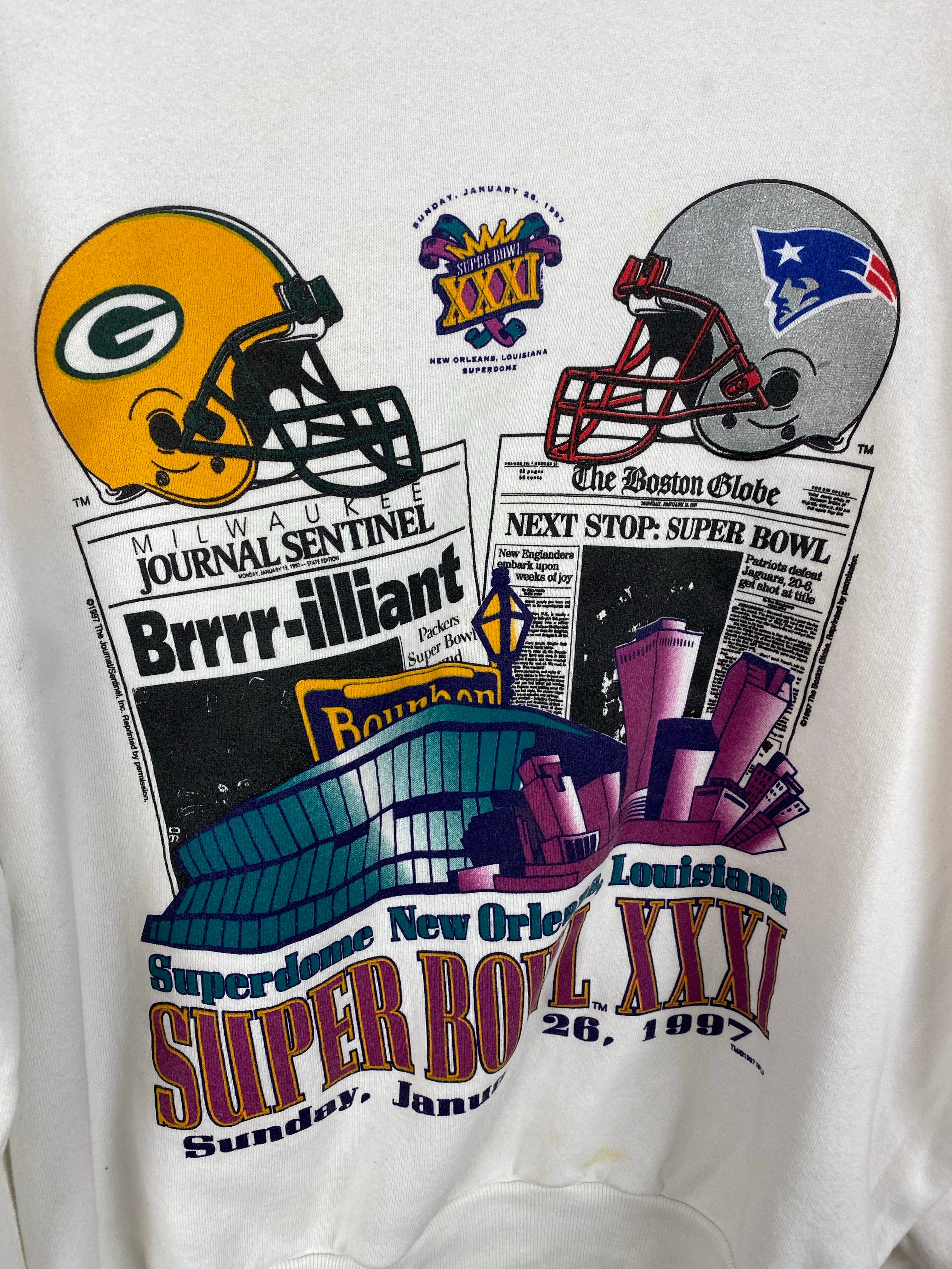 1997 Green Bay vs Patriots crewneck - L