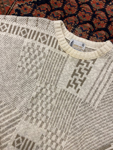 Vintage Patterned Knit Sweater - S/M
