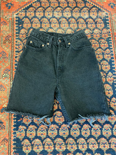 90s High Waisted Levi’s Frayed Denim Shorts - 25in