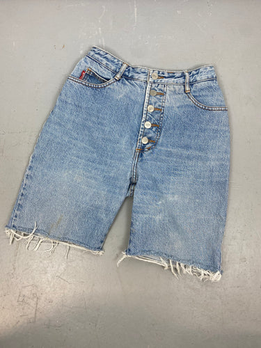 90s High Waisted Bongo Frayed Denim Shorts - 26in